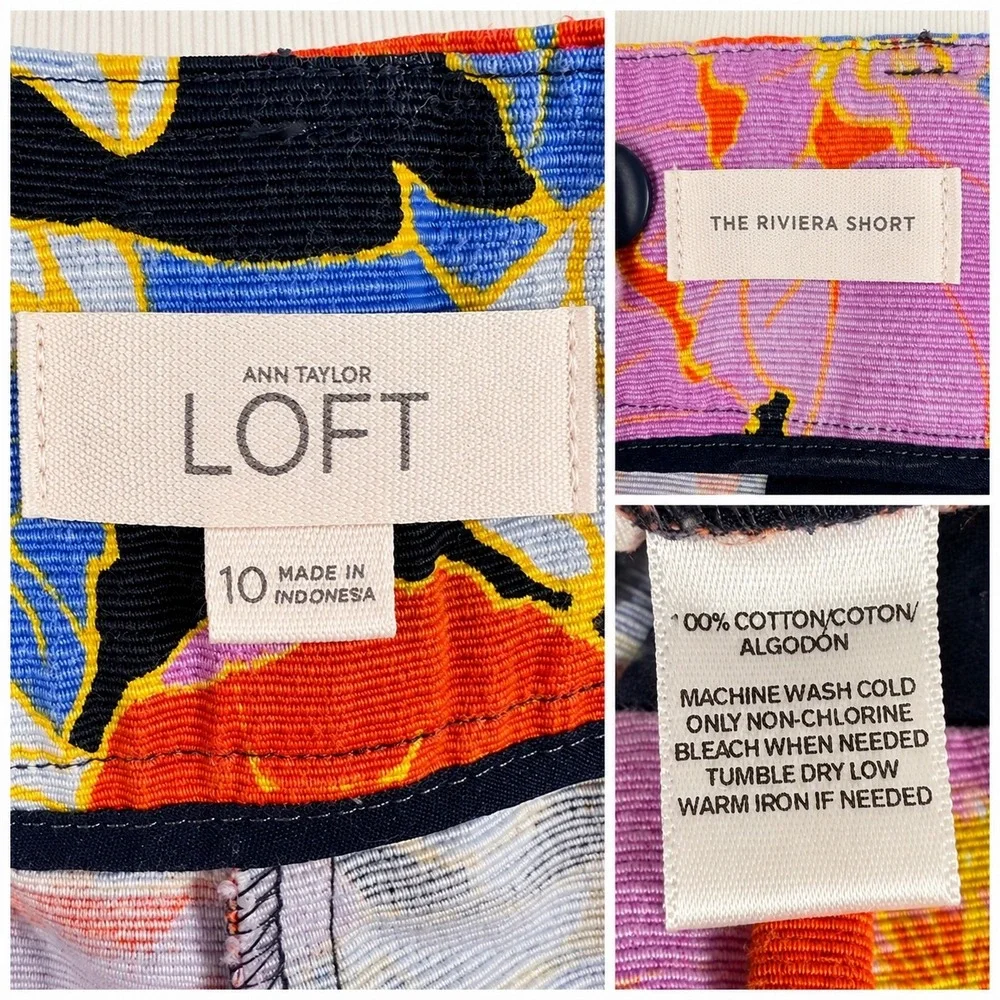 LOFT The Riviera Short 10 Pink Orange Floral Mid Rise Cotton Shorts